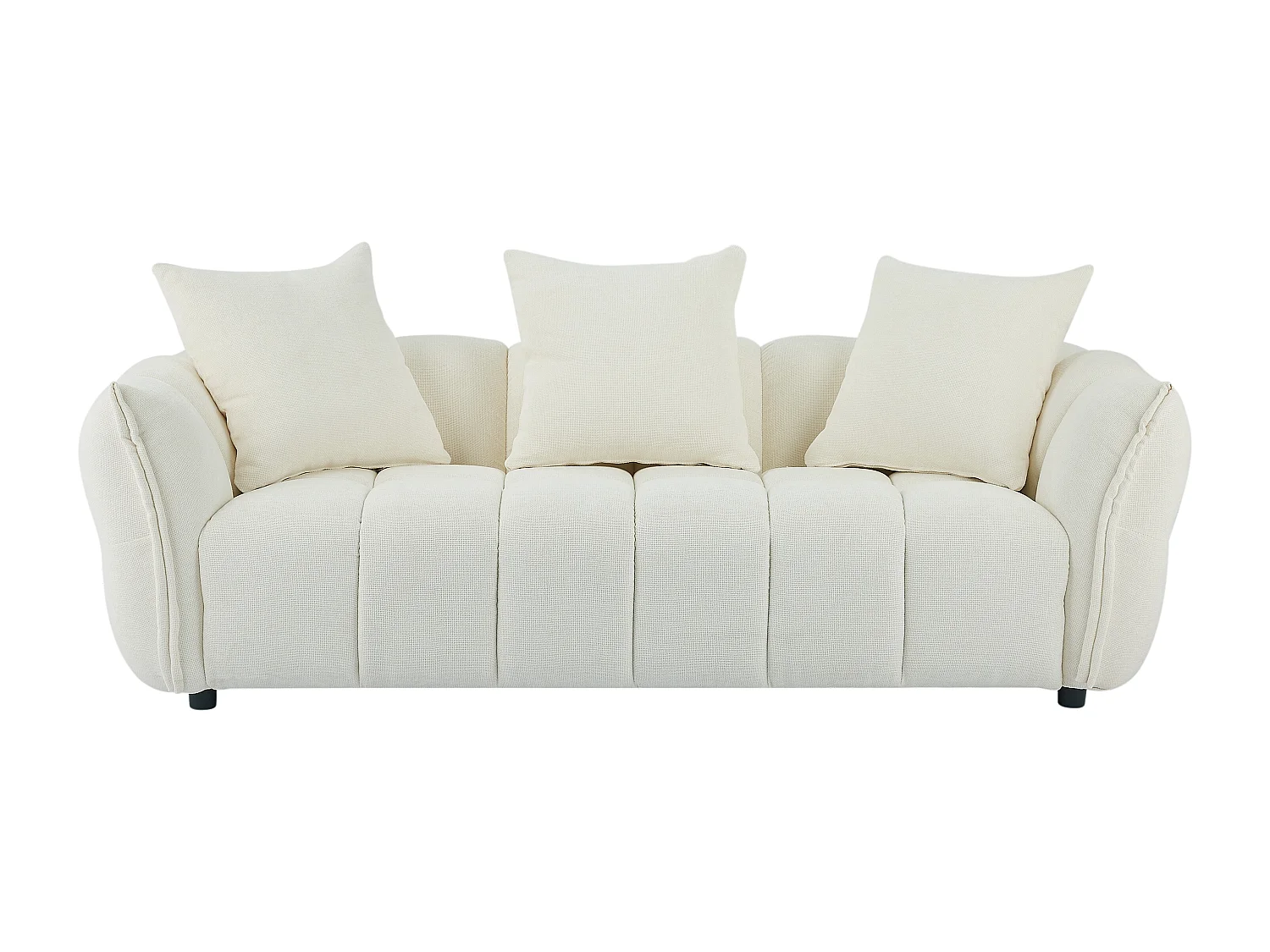 Canapé 3 places en tissu texturé blanc cassé KIMACA