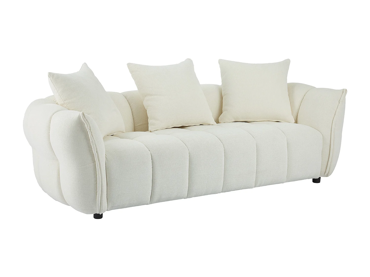 Canapé 3 places en tissu texturé blanc cassé KIMACA