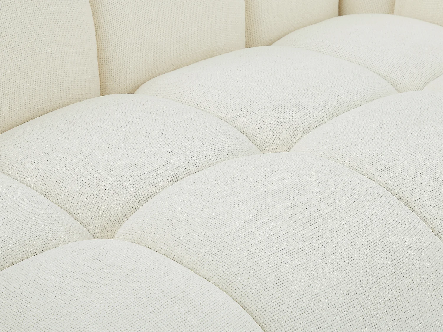 Canapé 2 places en tissu texturé blanc cassé KIMACA