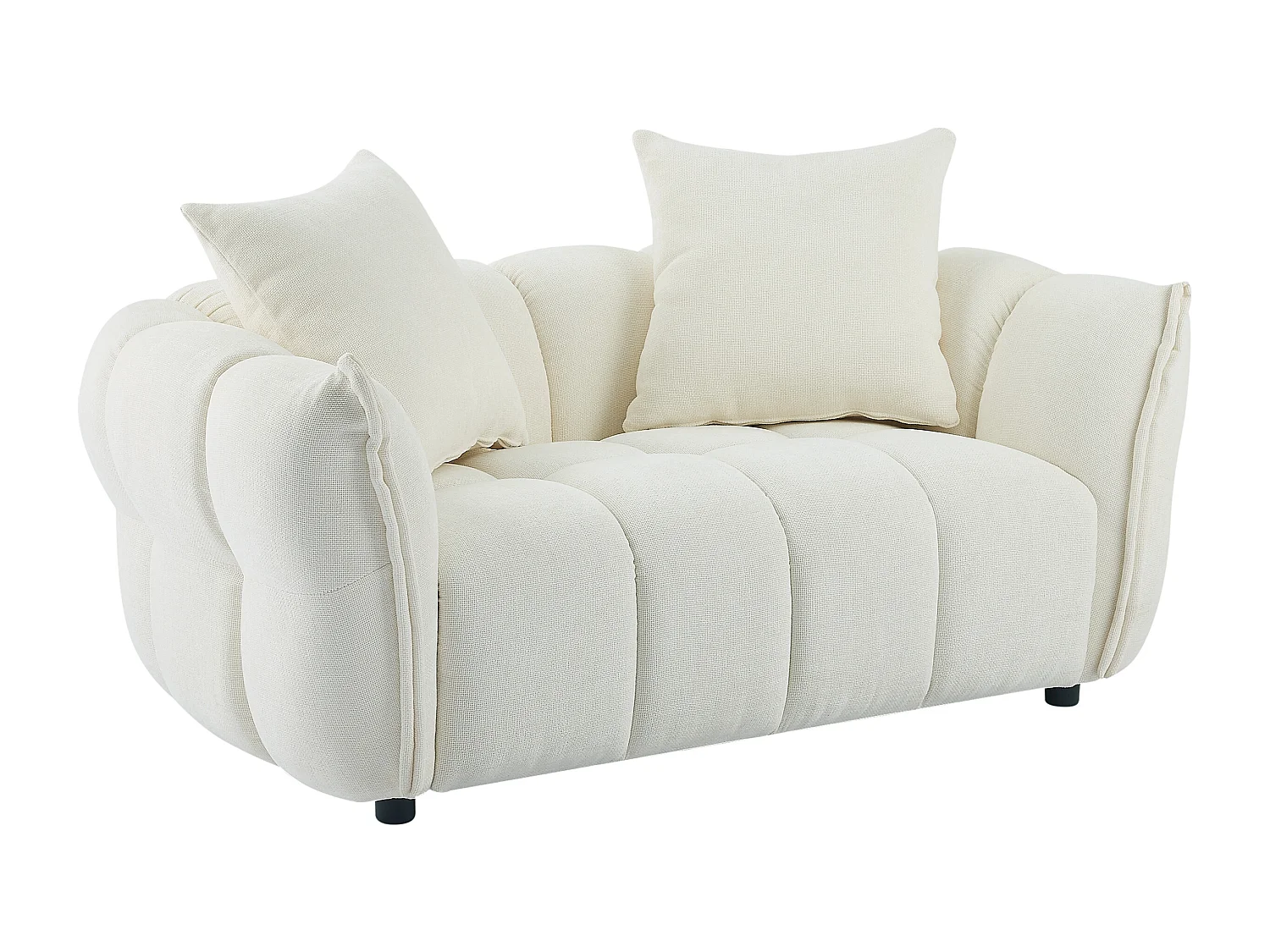 Canapé 2 places en tissu texturé blanc cassé KIMACA