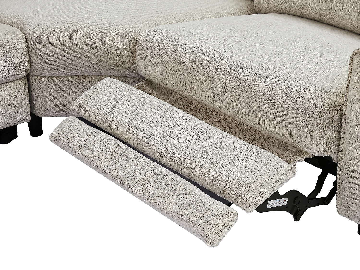 Canapé d'angle droit convertible relax électrique en tissu chenille beige KOBIBRA