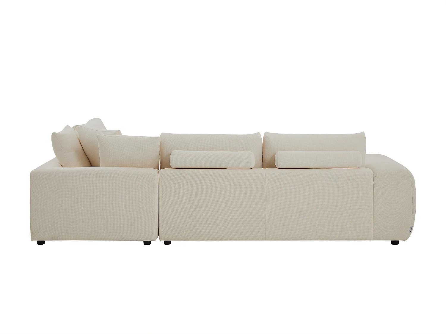 Canapé d'angle droit avec dossier en tissu chenille beige CLENALI