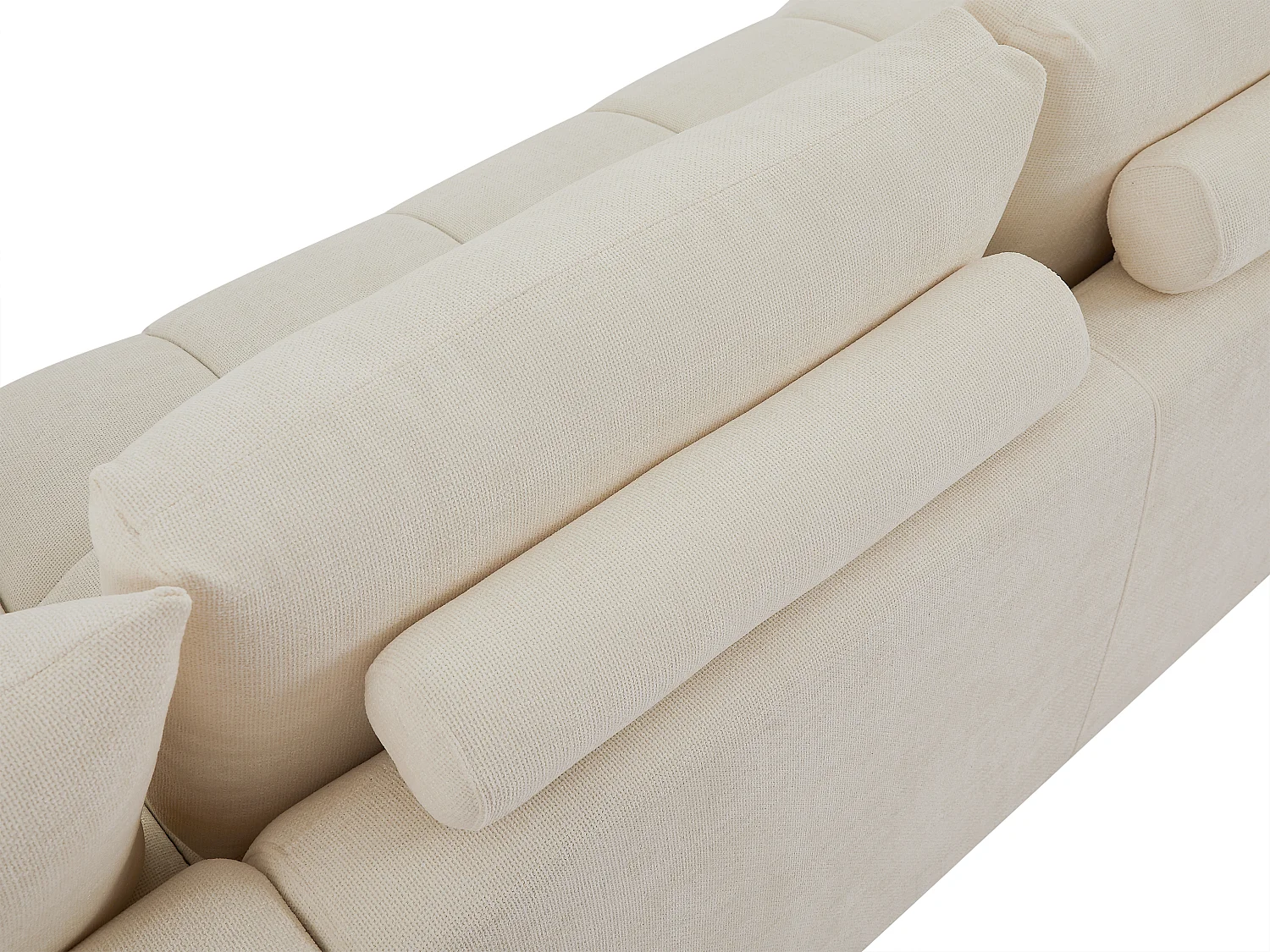 Canapé d'angle gauche avec dossier en tissu chenille beige CLENALI