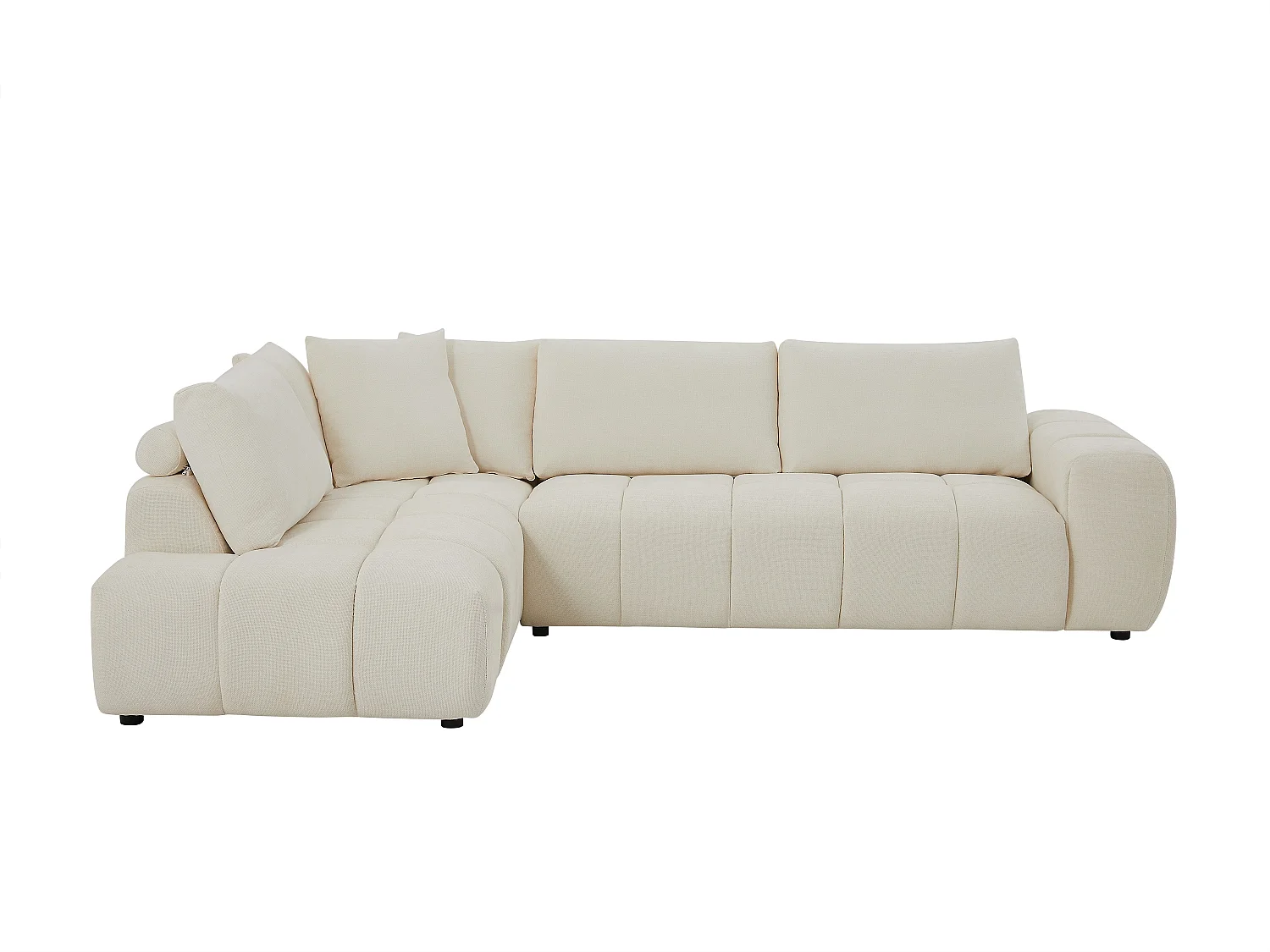 Canapé d'angle gauche avec dossier en tissu chenille beige CLENALI