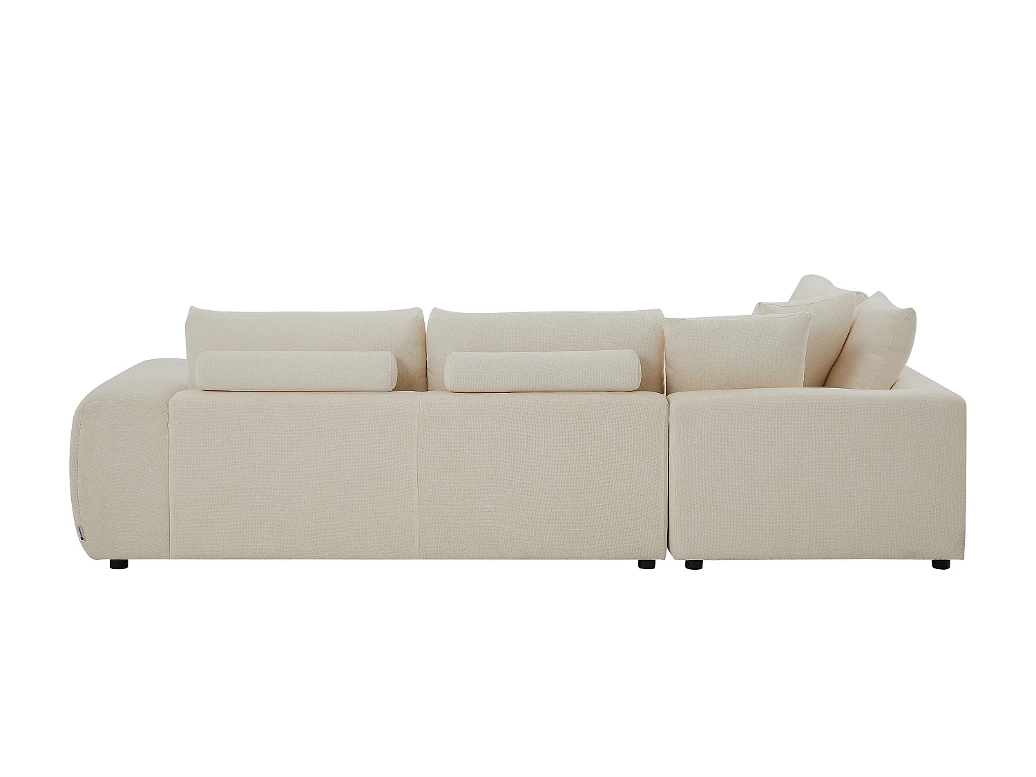 Canapé d'angle gauche avec dossier en tissu chenille beige CLENALI