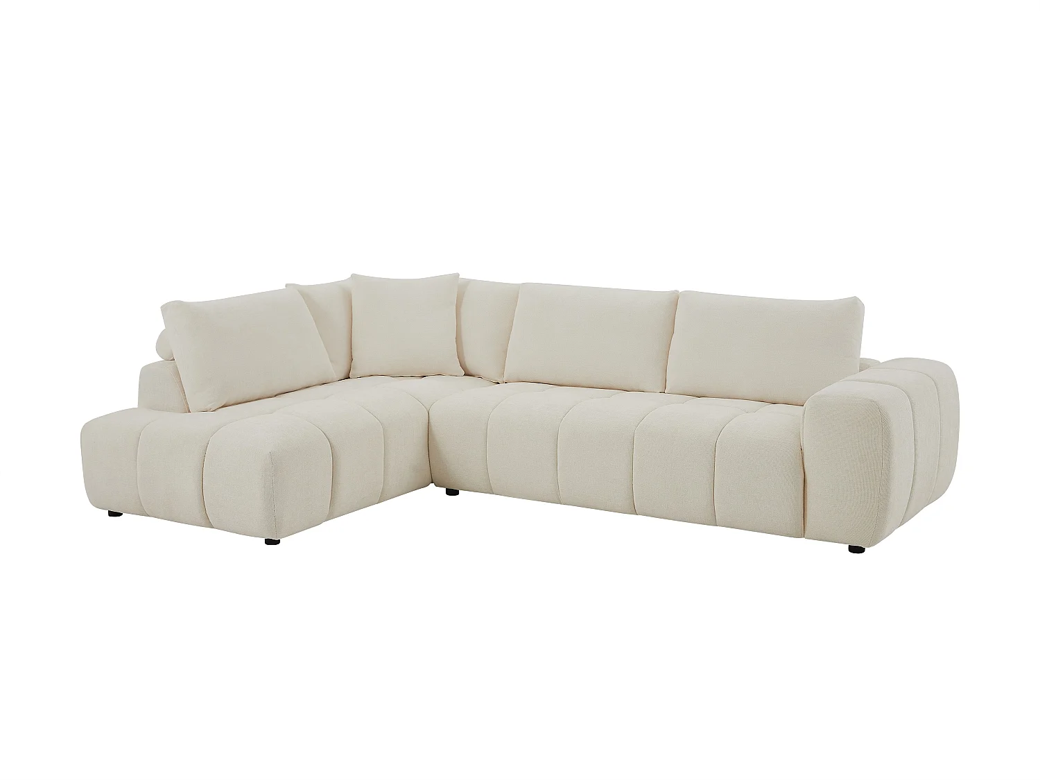 Canapé d'angle gauche avec dossier en tissu chenille beige CLENALI