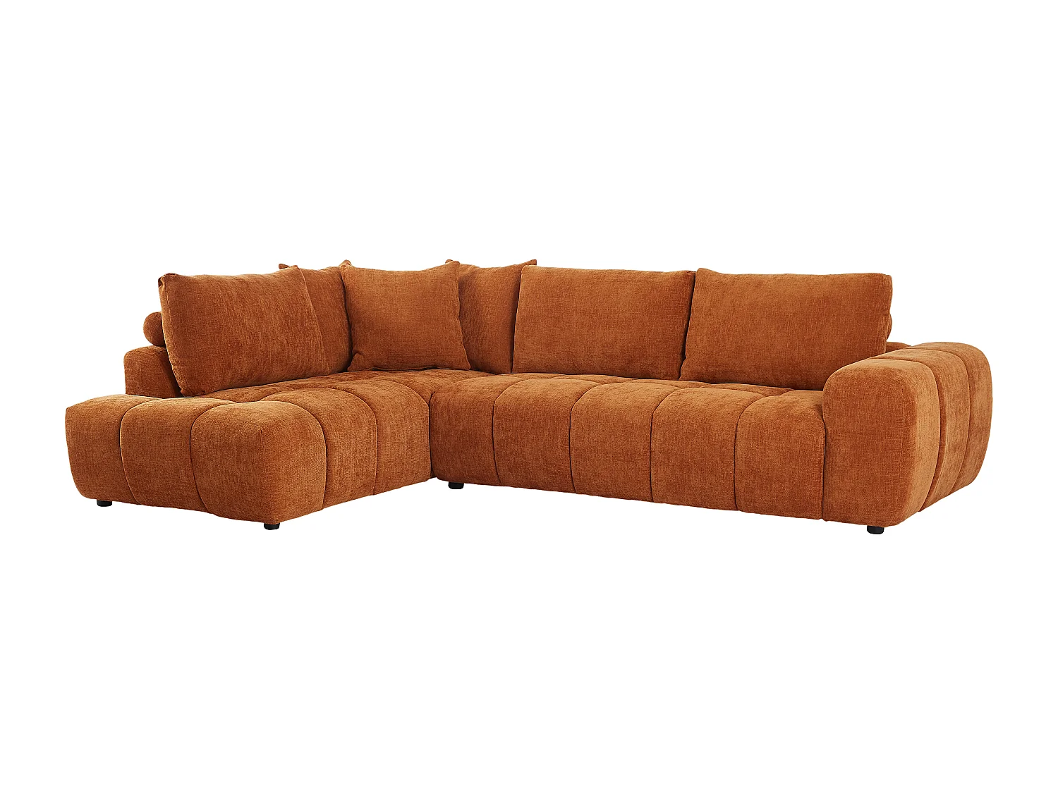 Canapé d'angle gauche avec dossier en tissu chenille terracotta CLENALI