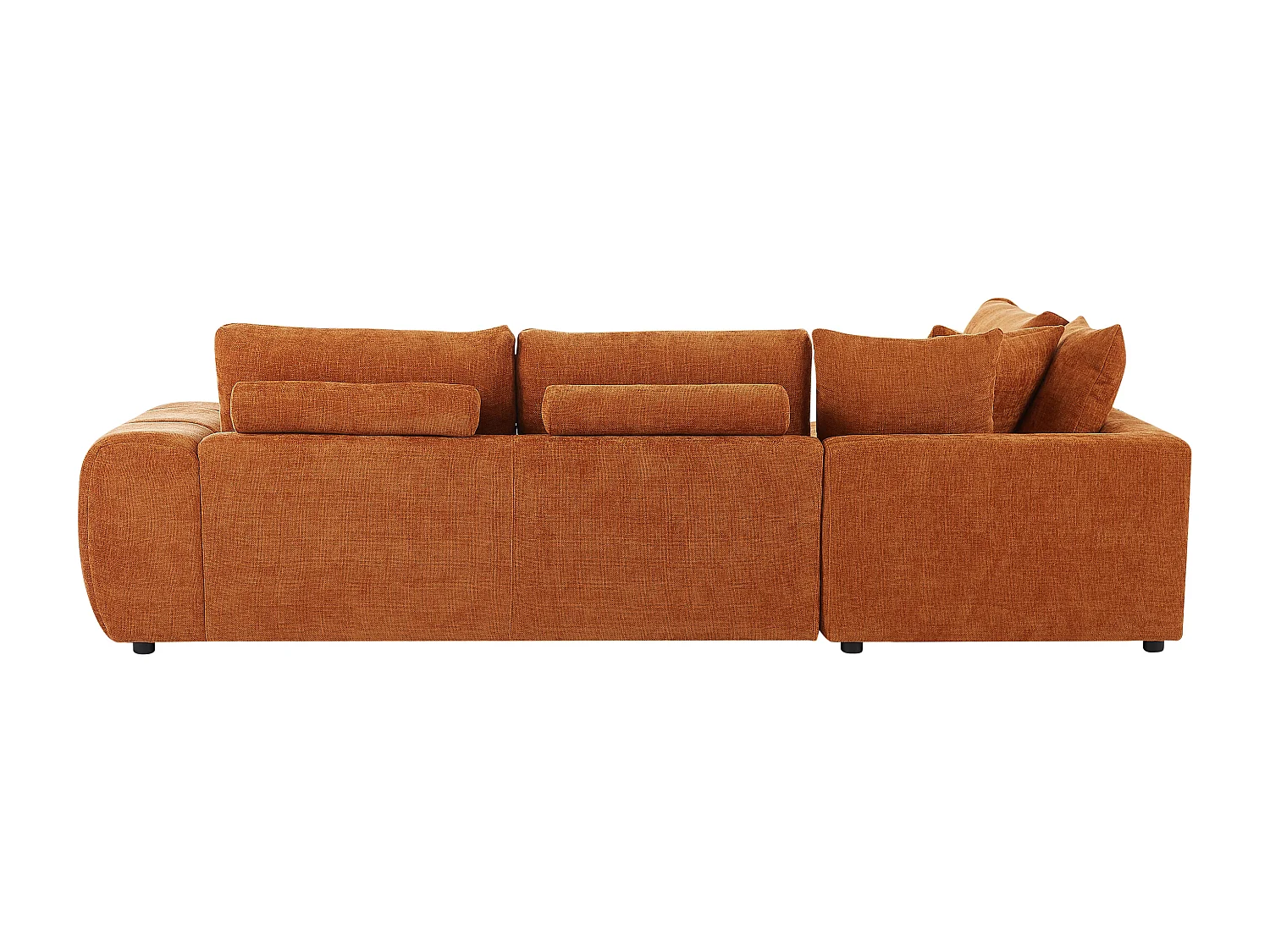 Canapé d'angle gauche avec dossier en tissu chenille terracotta CLENALI