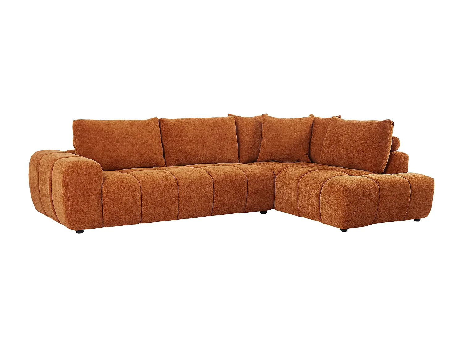 Canapé d'angle droit avec dossier en tissu chenille terracotta CLENALI