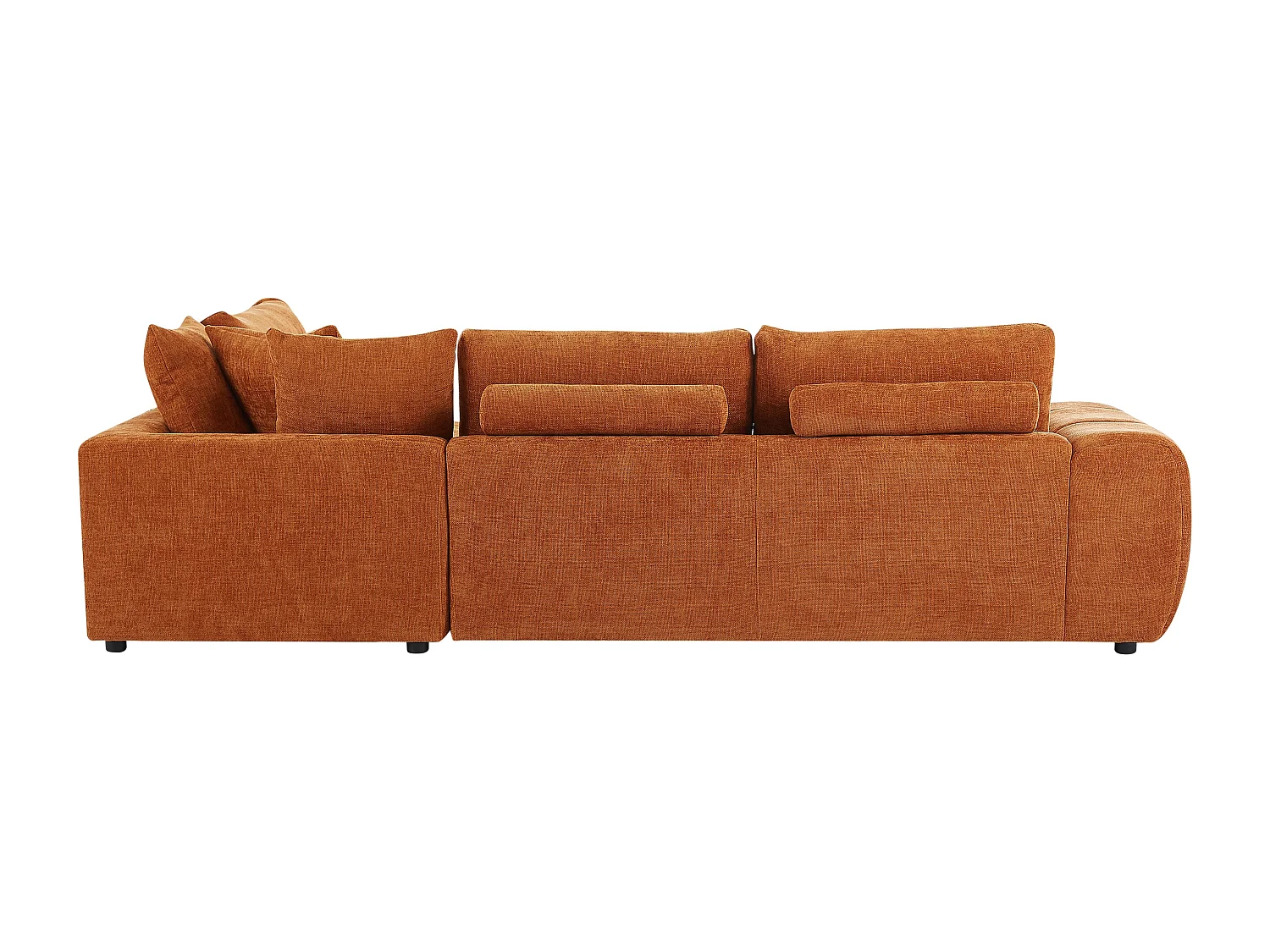 Canapé d'angle droit avec dossier en tissu chenille terracotta CLENALI