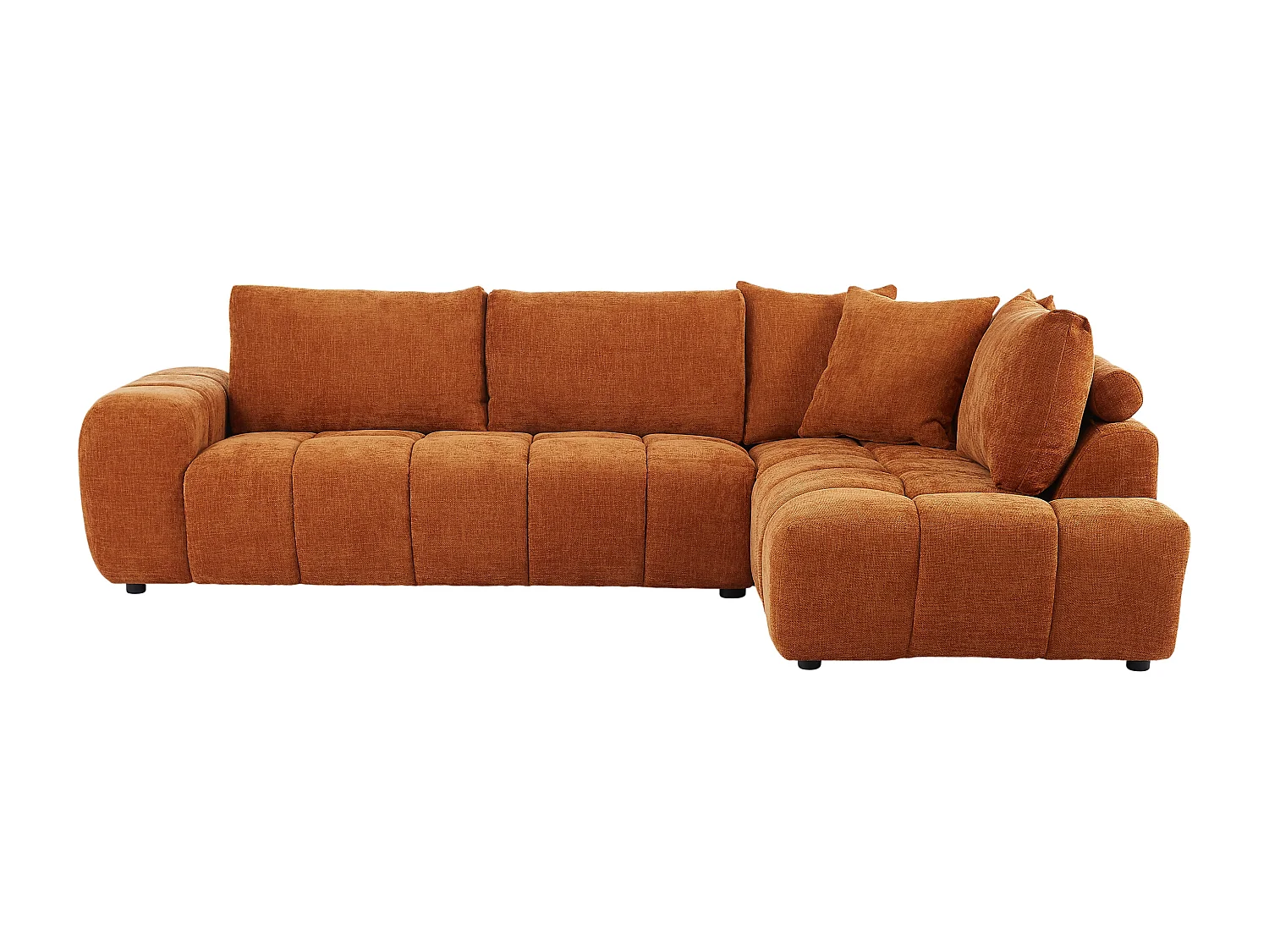 Canapé d'angle droit avec dossier en tissu chenille terracotta CLENALI