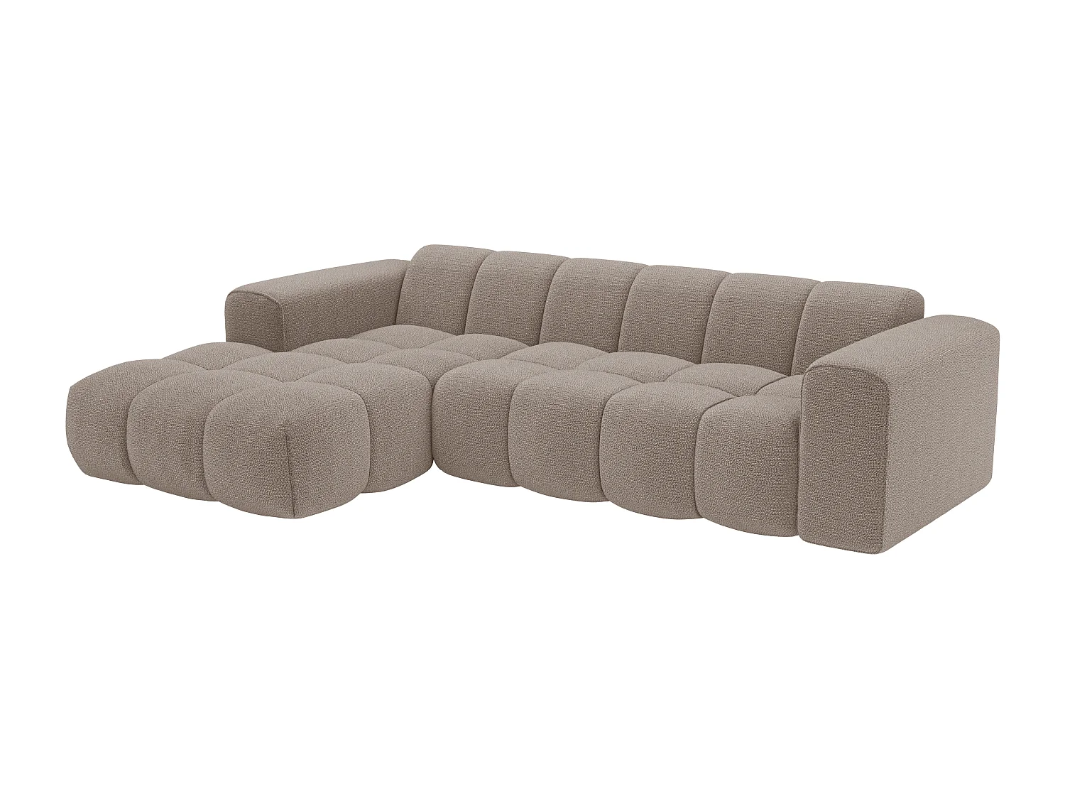 Canapé d'angle gauche en tissu chenille taupe CALESO de Maison Céphy