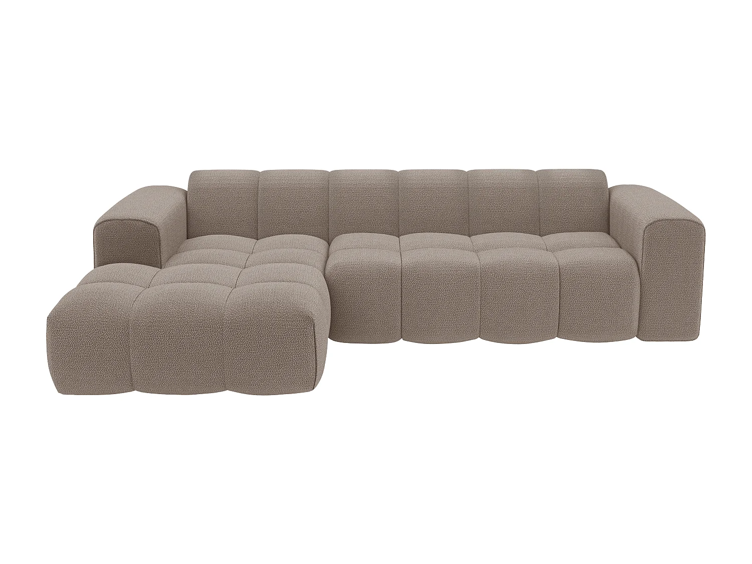 Canapé d'angle gauche en tissu chenille taupe CALESO de Maison Céphy