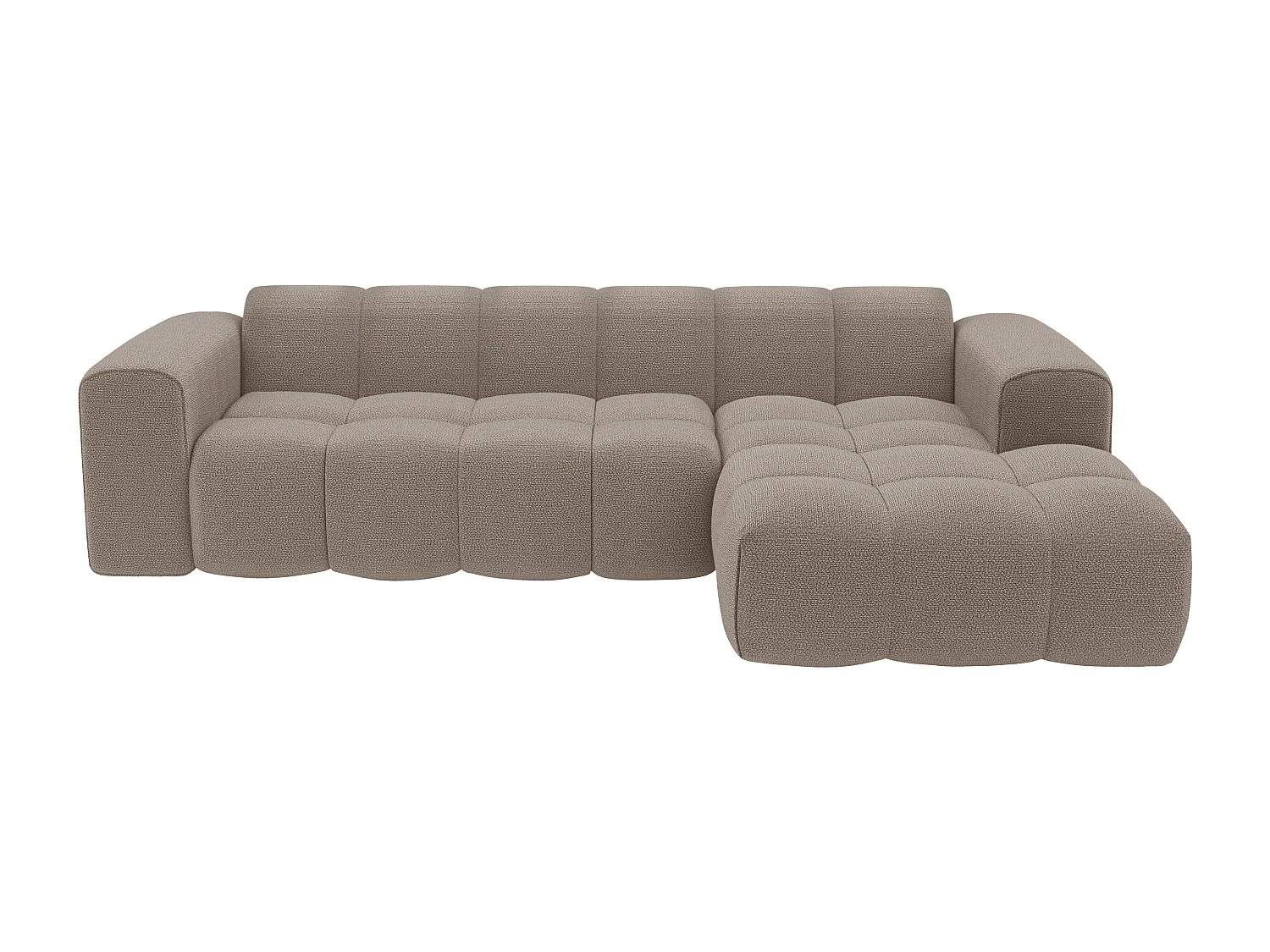 Canapé d'angle droit en tissu chenille taupe CALESO de Maison Céphy