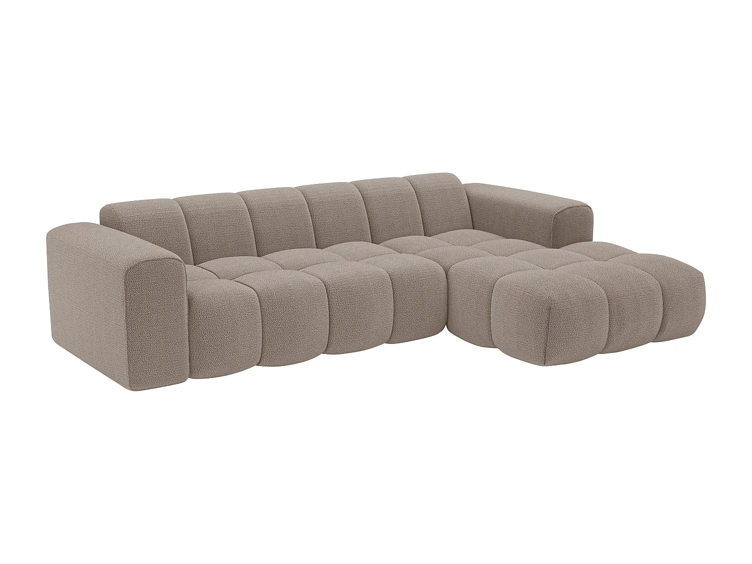 Canapé d'angle droit en tissu chenille taupe CALESO de Maison Céphy