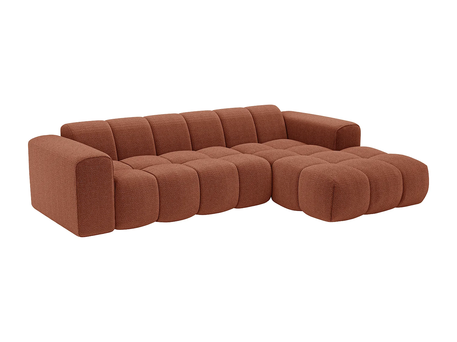Canapé d'angle droit en tissu chenille terracotta CALESO de Maison Céphy
