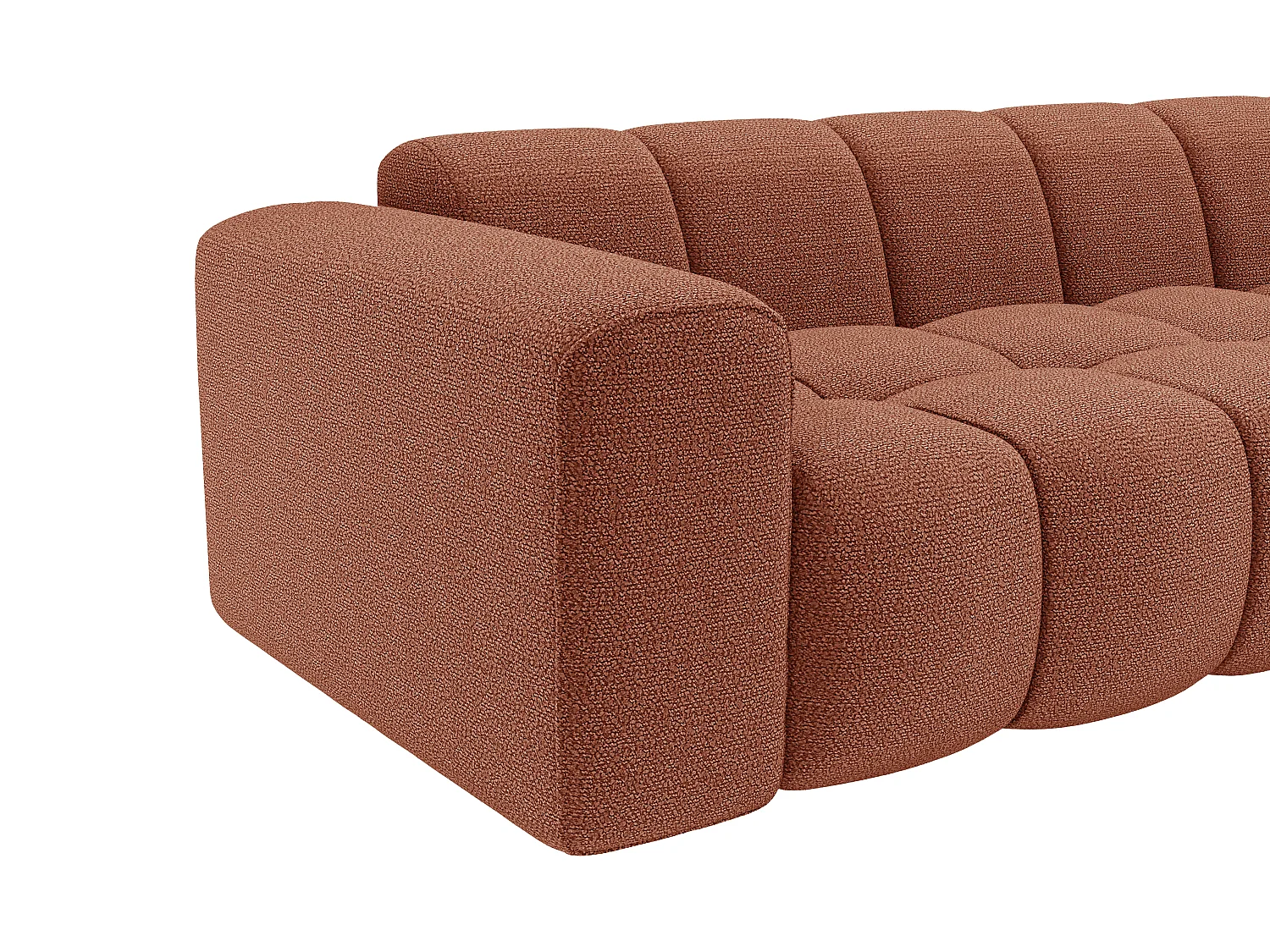 Canapé d'angle droit en tissu chenille terracotta CALESO de Maison Céphy