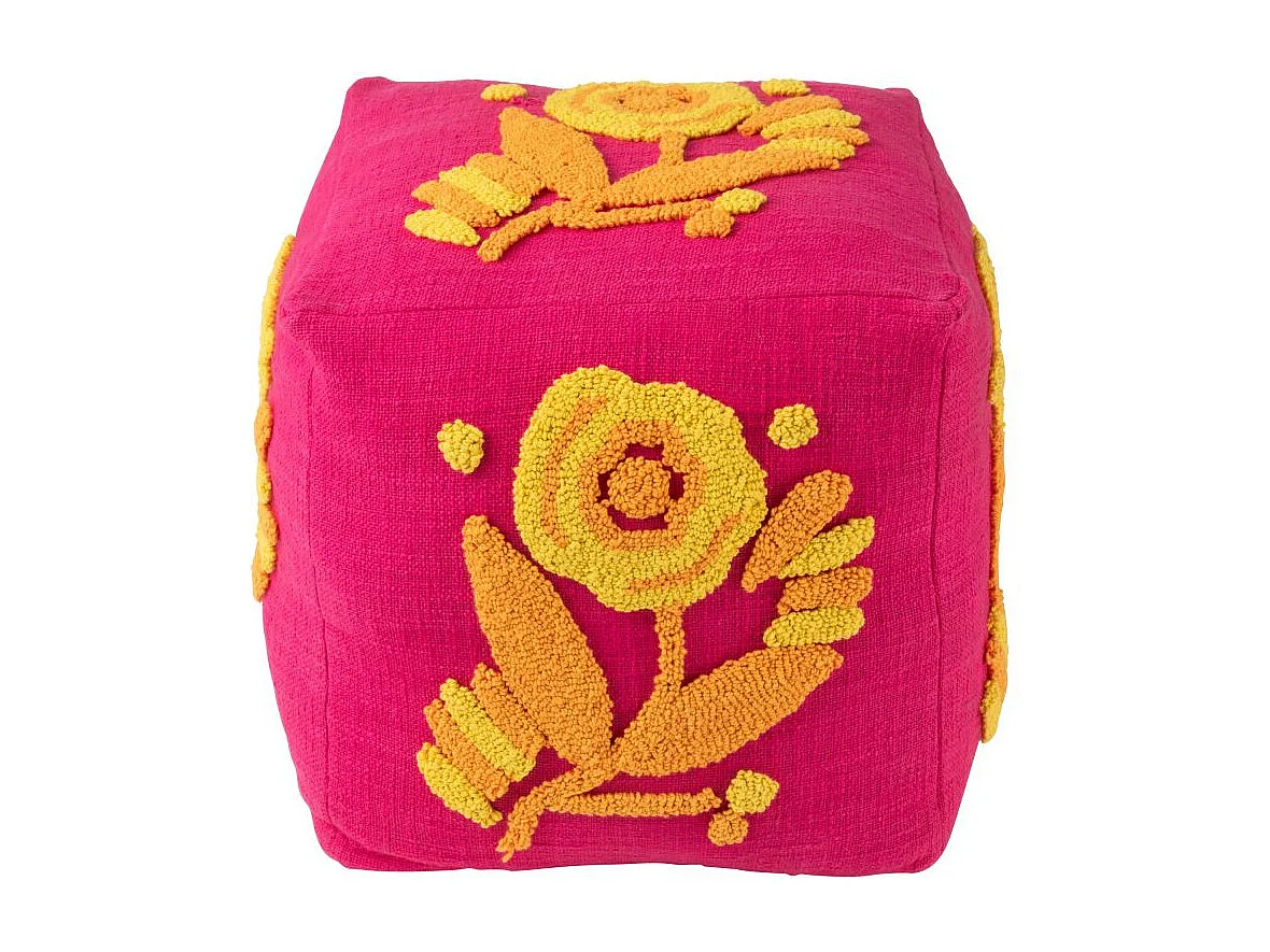 Pouf Fleur en Coton "Levi" 40cm Rose