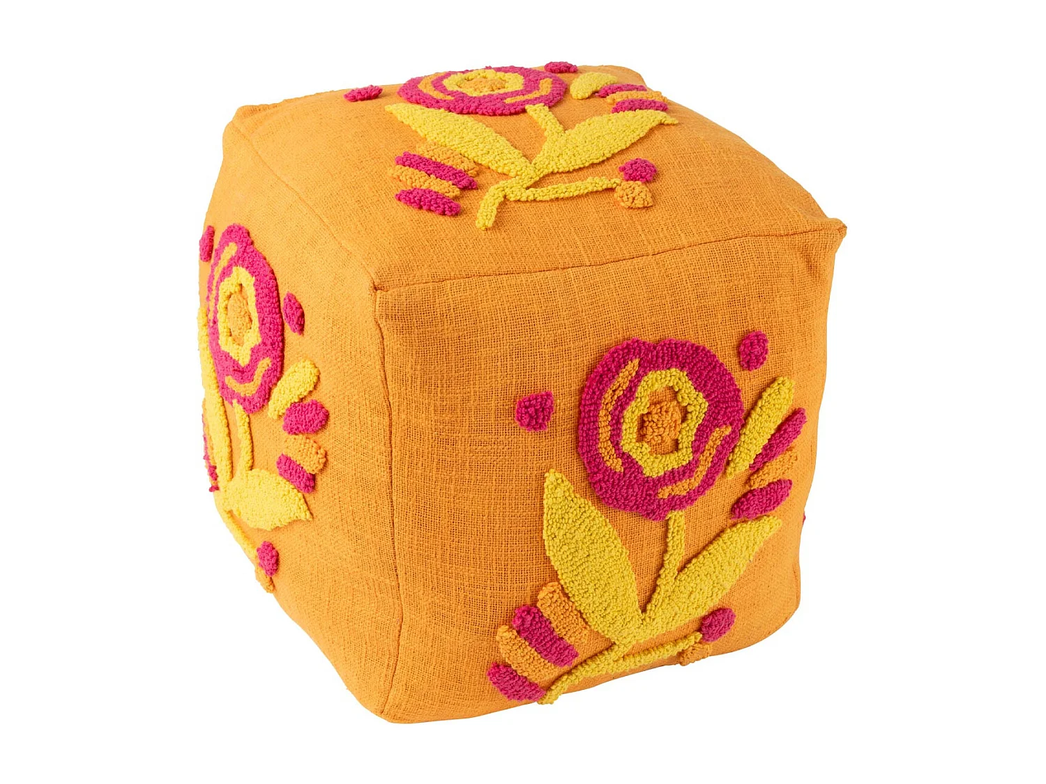 Pouf Fleur en Coton "Levi" 40cm Orange