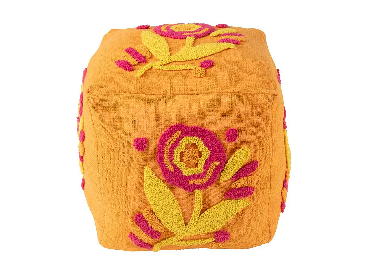 Pouf Fleur en Coton "Levi" 40cm Orange