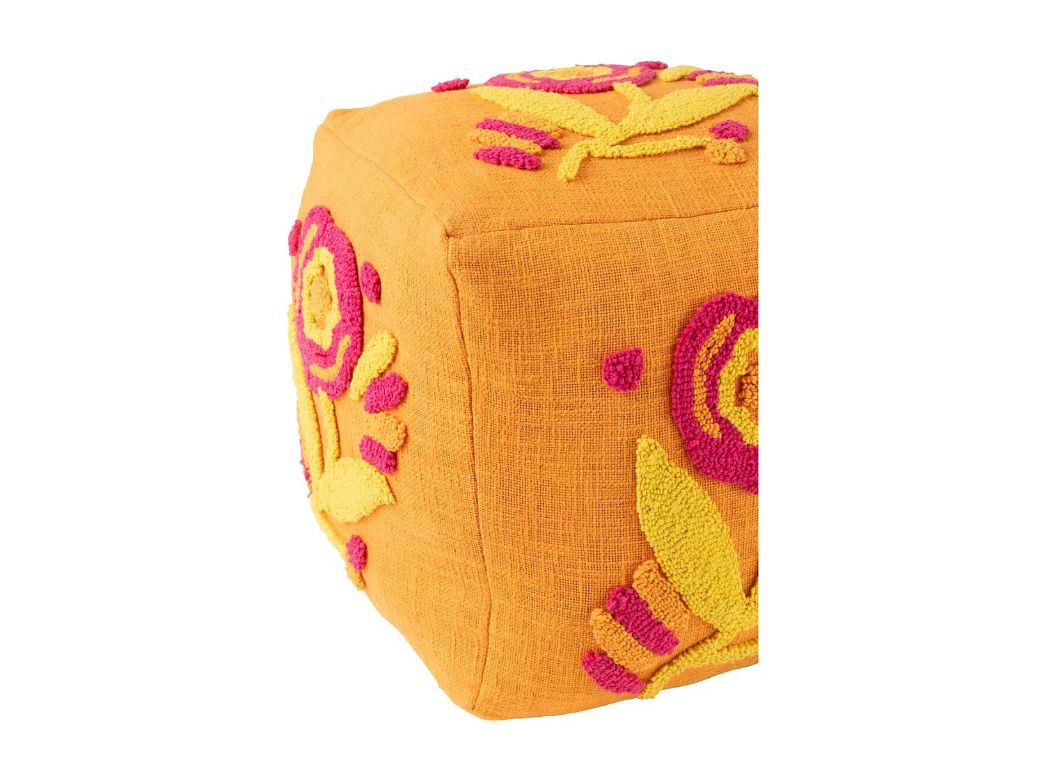 Pouf Fleur en Coton "Levi" 40cm Orange