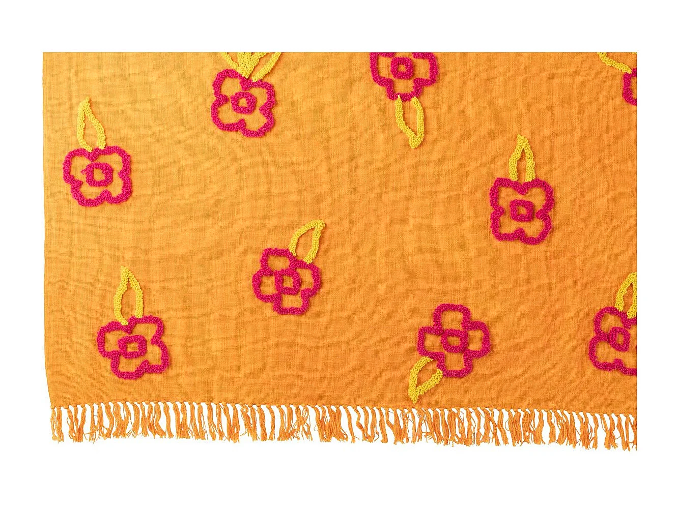 Plaid Fleur en Coton "Levi" 130x180cm Orange