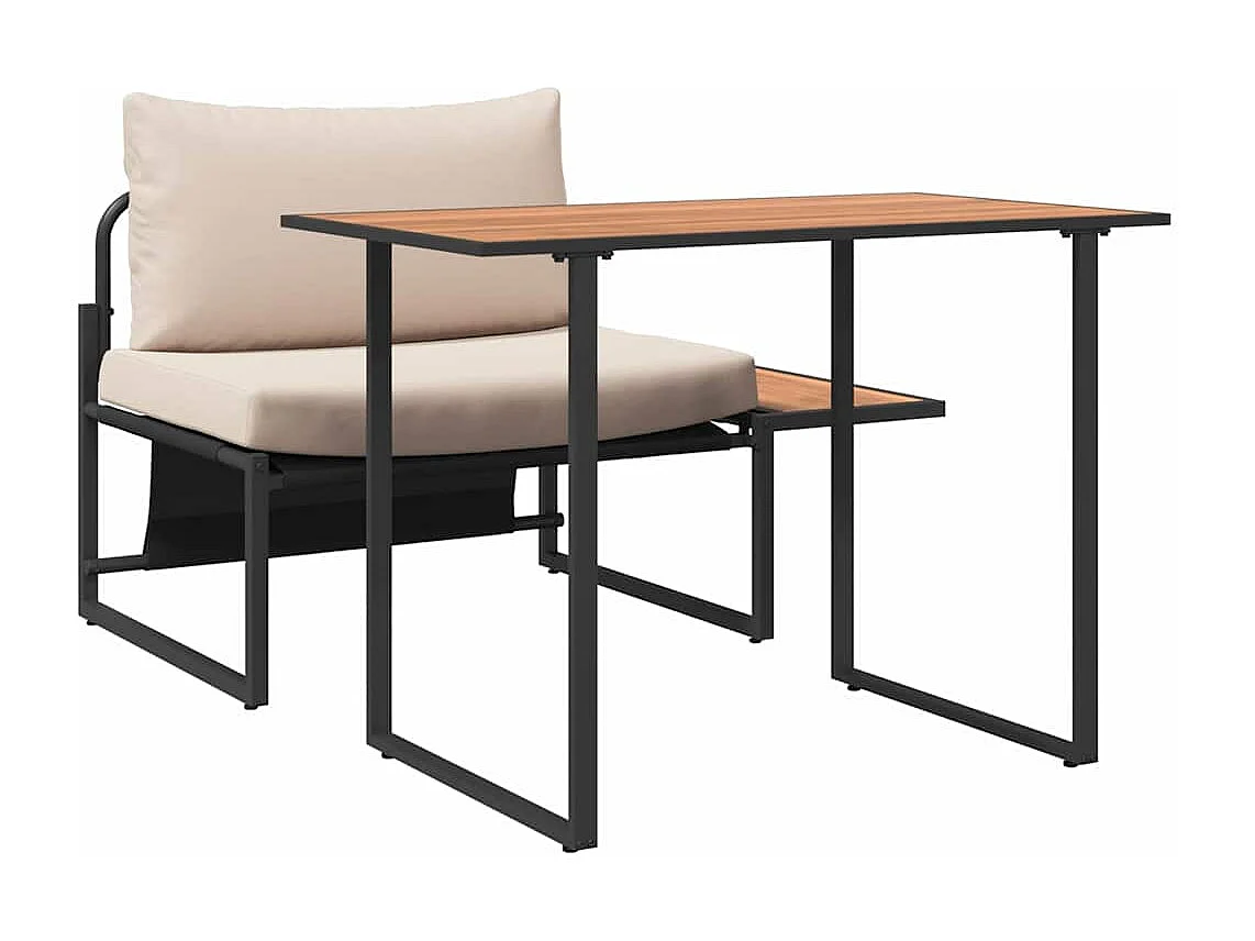 Mobilier de Patio en Acier 2 pièces Taupe Acier