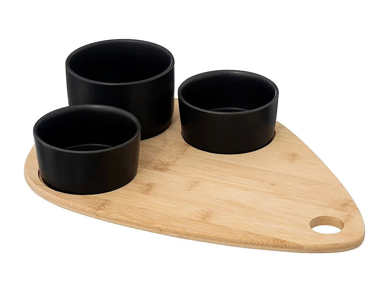 Service Apéritif 4 Pièces "Bambou" 35cm Noir