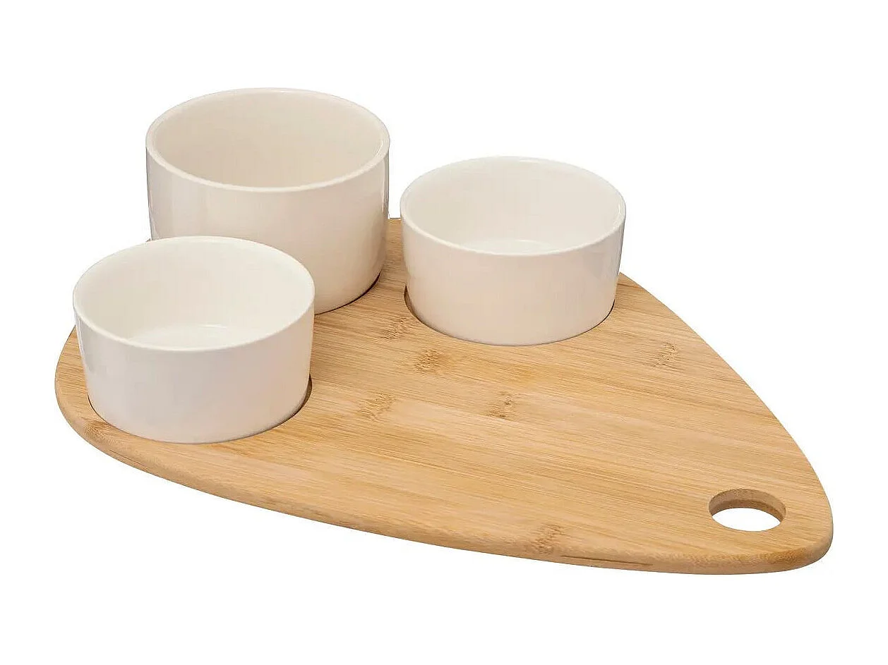 Service Apéritif 4 Pièces "Bambou" 35cm Blanc