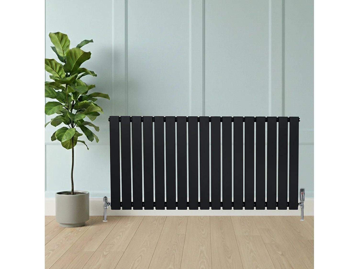 Horizontale Design Radiator Vlakke Panelen - 1 kolom - zwart - 600 x 1190mm