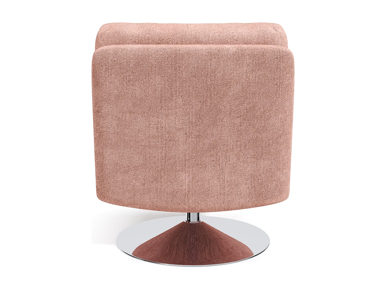 Fauteuil de salon pivotant pied chrome velours texturé rose vintage TIMELESS