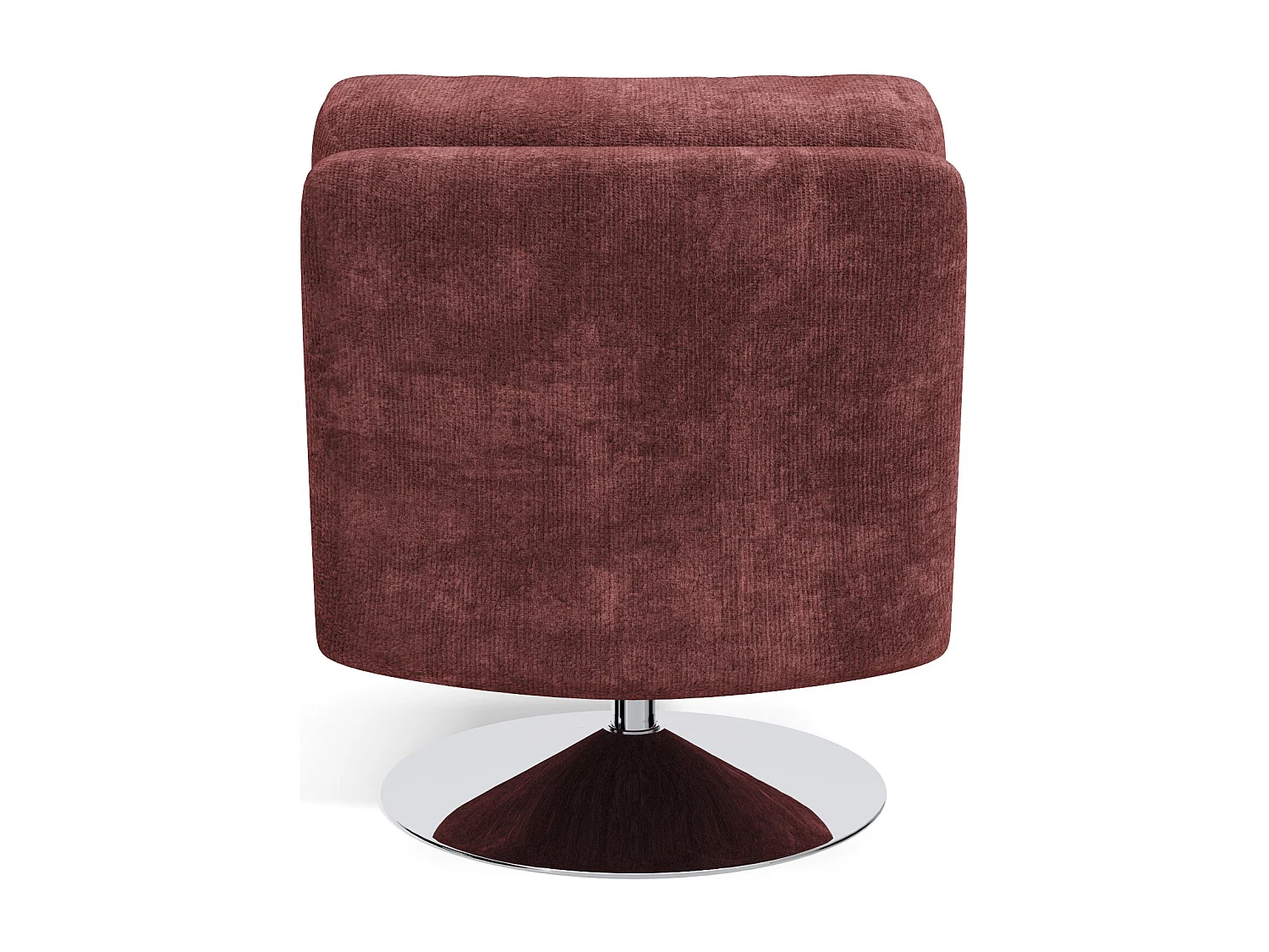 Fauteuil de salon pivotant pied chrome velours texturé bordeaux TIMELESS