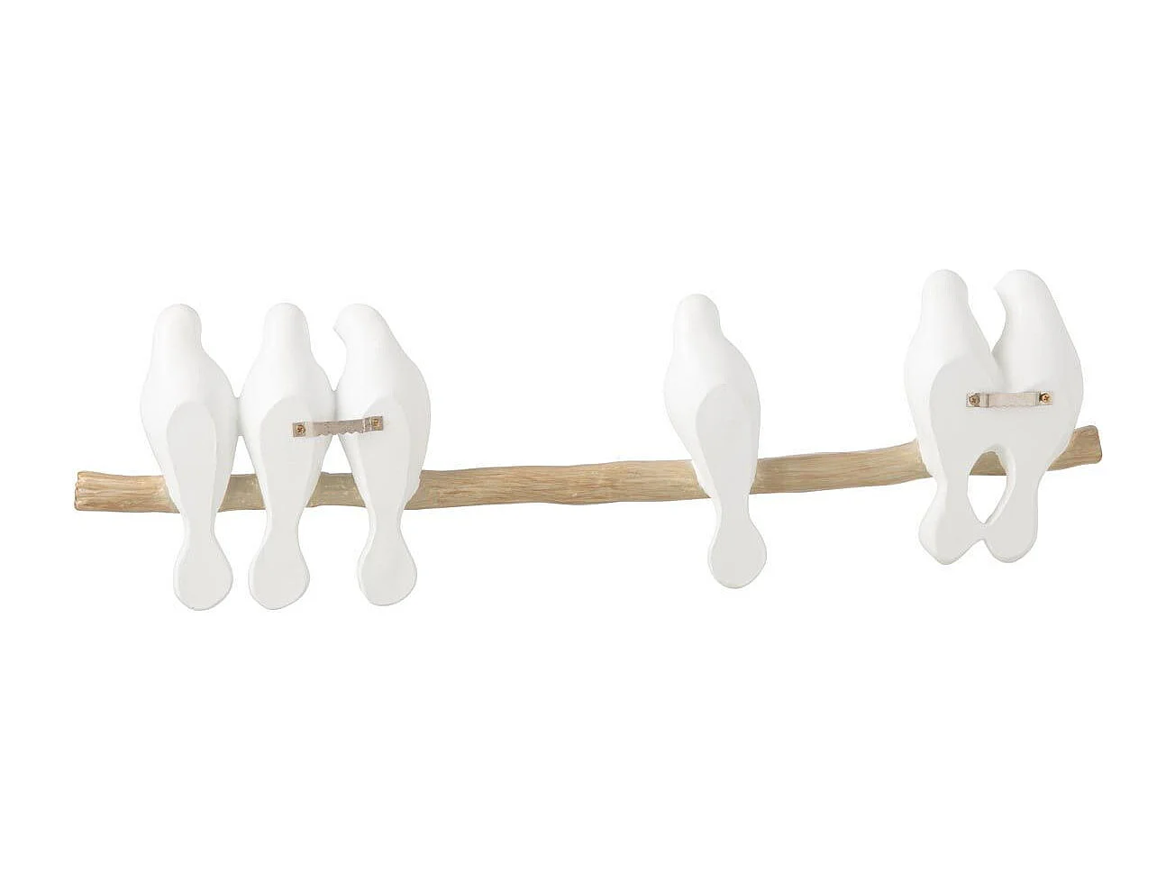 Déco Murale "6 Oiseaux sur Branche" 51cm Blanc