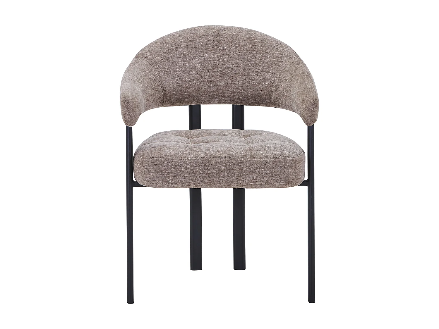 Lot de 6 chaises en tissu texturé et métal noir - Taupe - ALORINA
