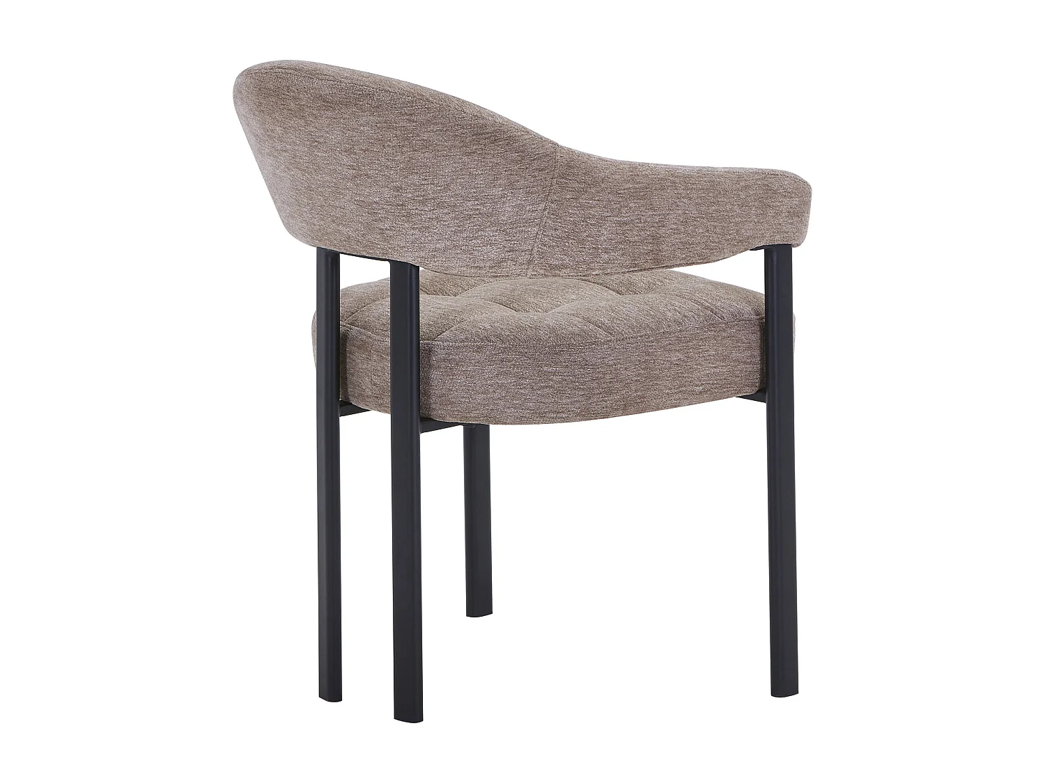 Lot de 6 chaises en tissu texturé et métal noir - Taupe - ALORINA