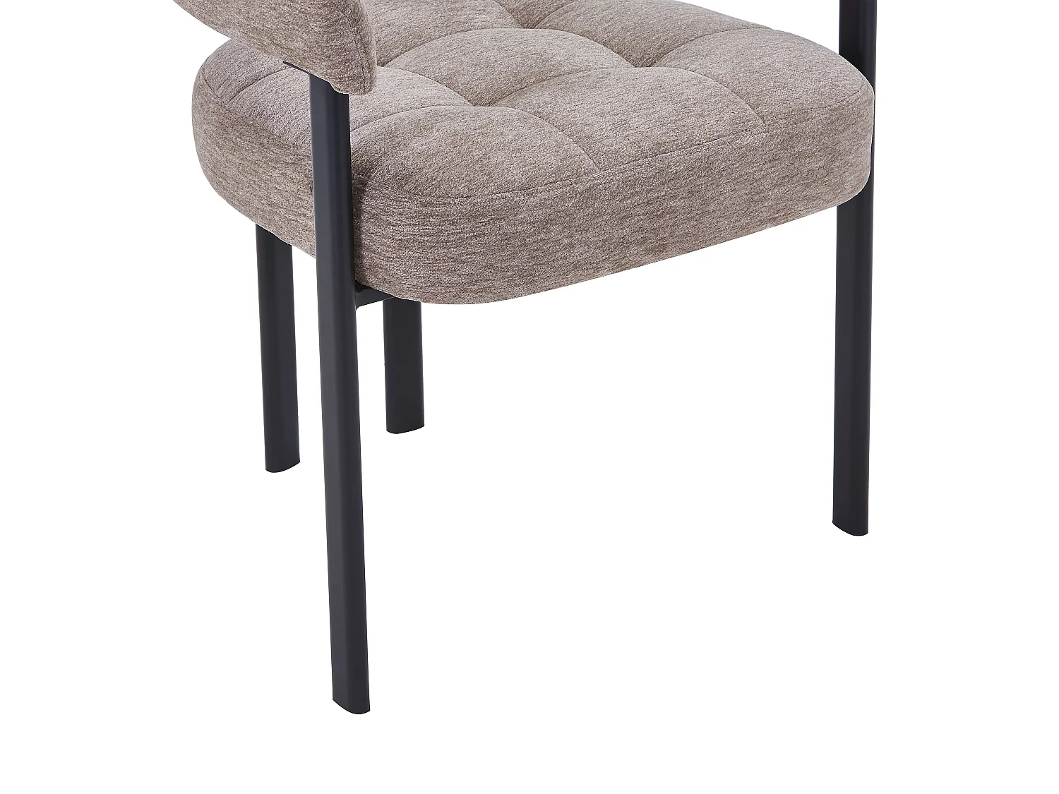 Lot de 6 chaises en tissu texturé et métal noir - Taupe - ALORINA