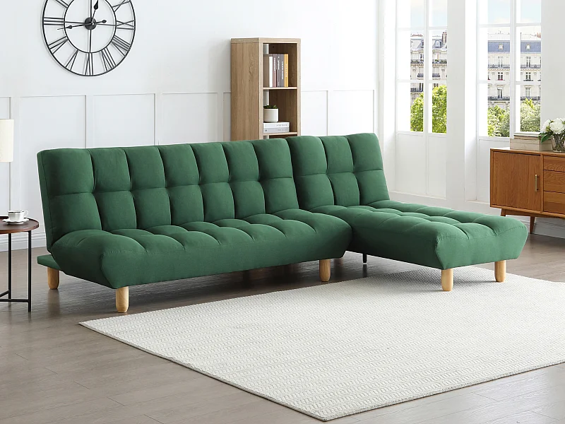 Canapé modulable convertible en tissu vert ESTEBAN