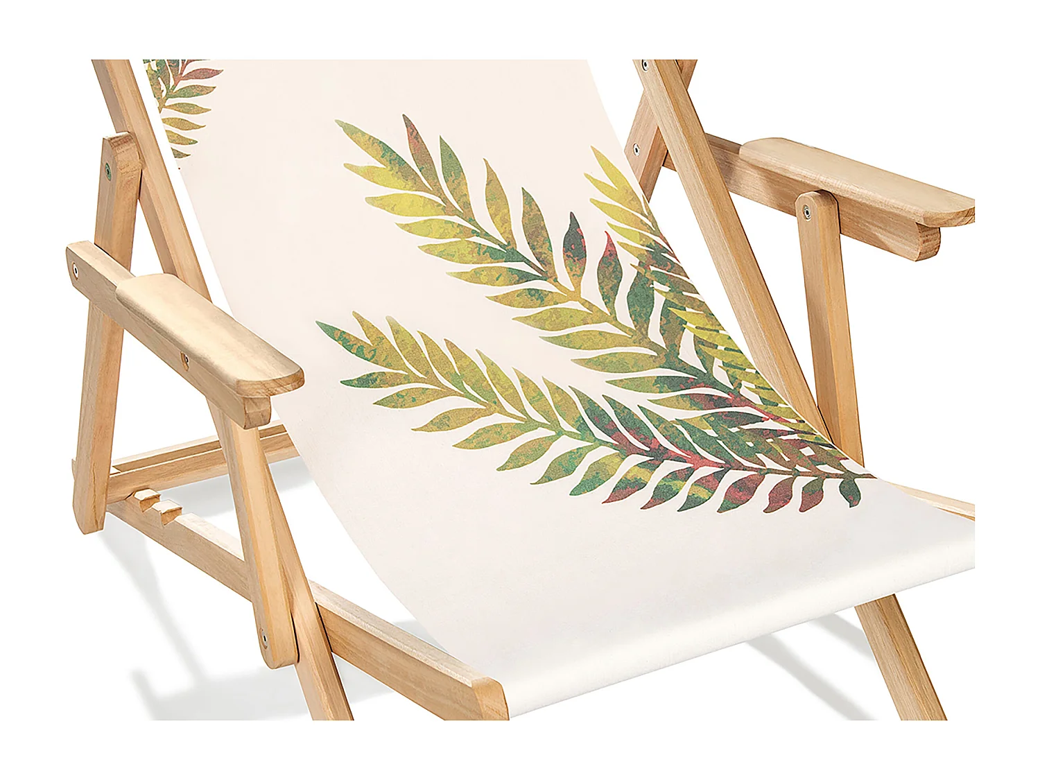 Gartenliege klappbar, Eukalyptusholz, Blattmotiv