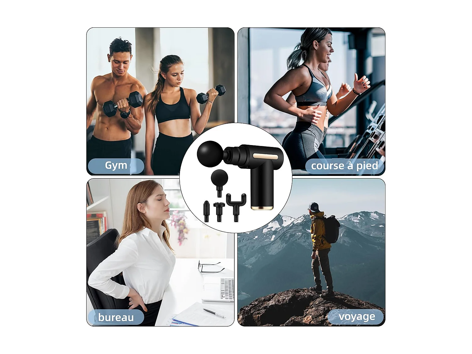 mini pistolet masseur facial  portable électrique Modèle  Véga Gun  colorie Gris