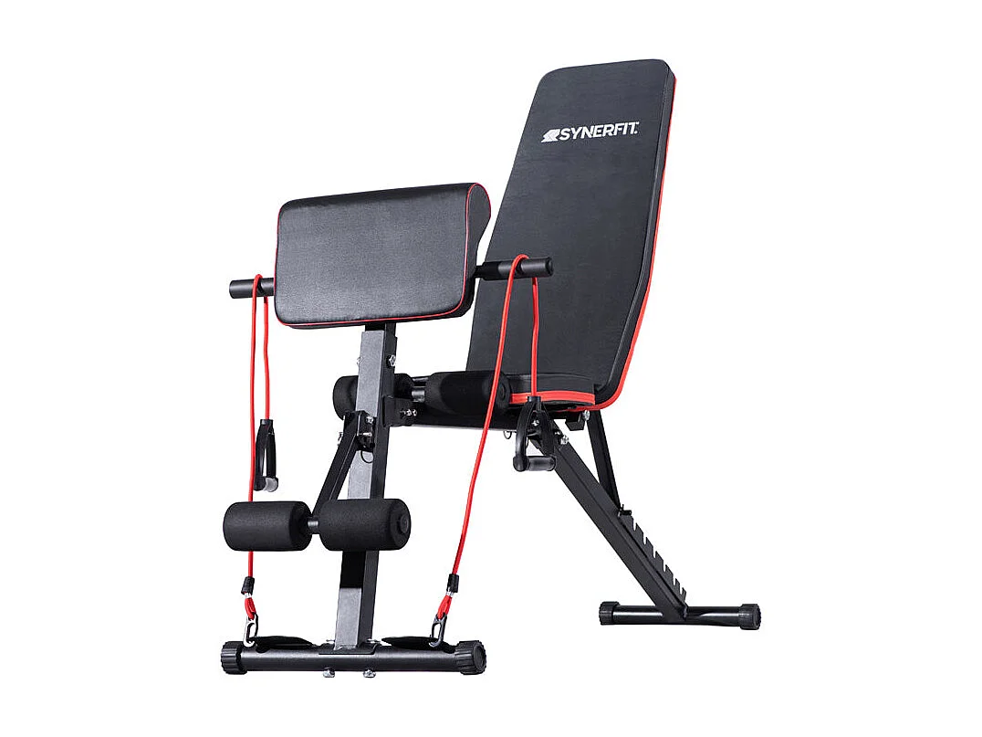 Banc de  Musculation  Inclinable Réglable,  multifonctions -   noir et rouge