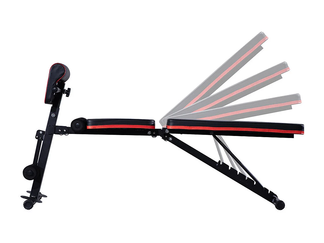 Banc de  Musculation  Inclinable Réglable,  multifonctions -   noir et rouge