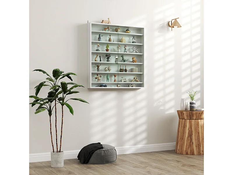 Vitrine murale 6 étagères ANADIA blanche