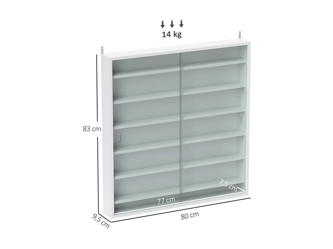Vitrine murale 6 étagères ANADIA blanche