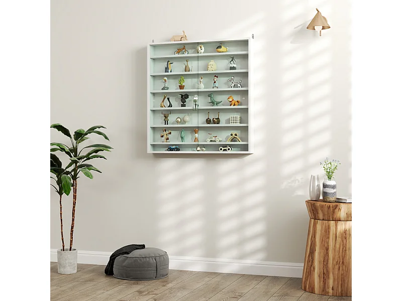 Vitrine murale 6 étagères ANADIA blanche