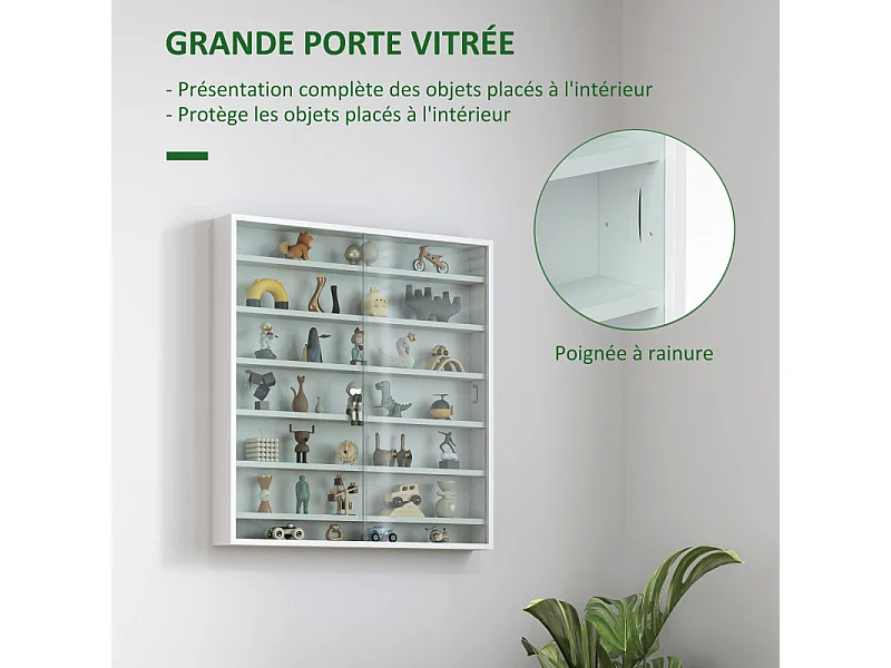 Vitrine murale 6 étagères ANADIA blanche