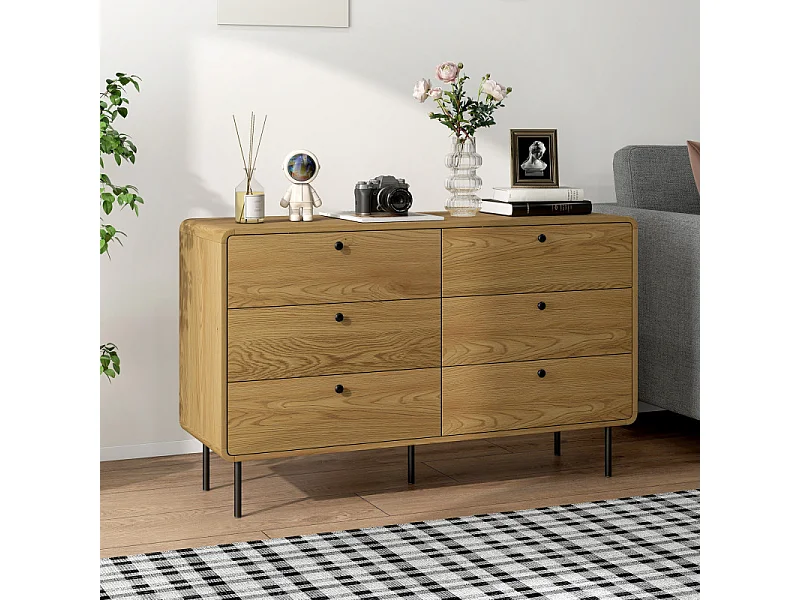 Commode vintage 6 tiroirs OLHAO effet bois