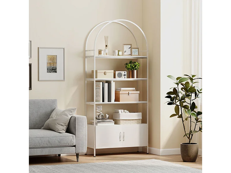 Étagère design arquée avec placard CHAVES blanche