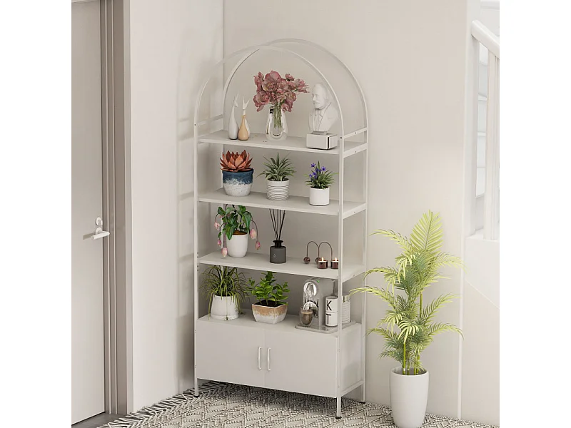 Étagère design arquée avec placard CHAVES blanche