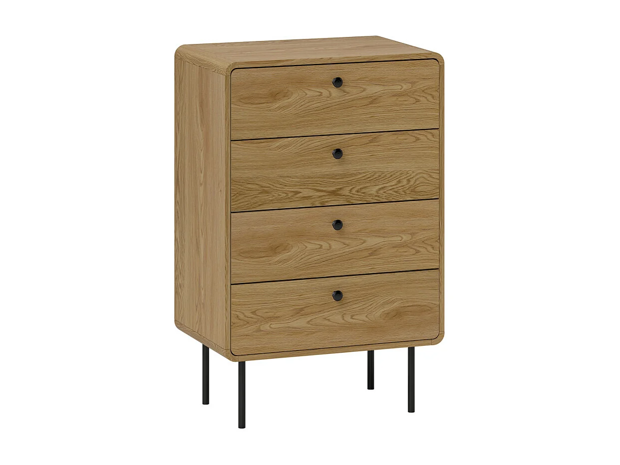 Commode vintage 4 tiroirs OVAR effet bois et métal noir