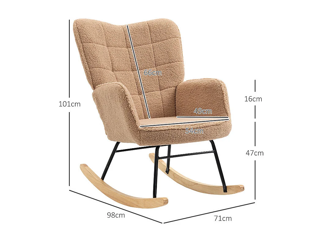 Fauteuil à bascule KAROS bouclette marron